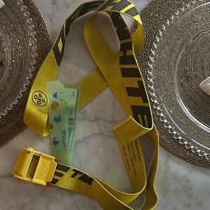 Off-White Yellow Strap with Black Text